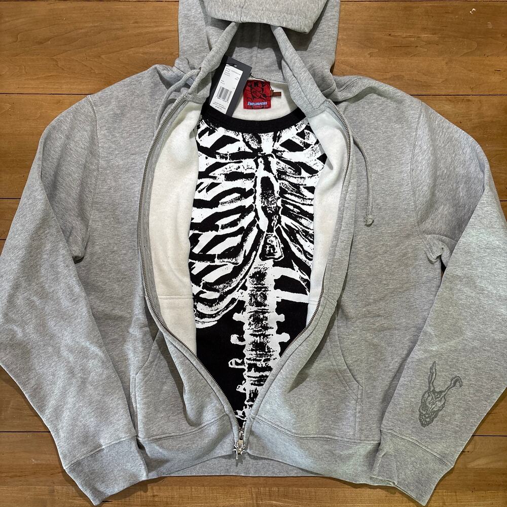 Heaven by Marc Jacobs Donnie Darko Donnie's All In One Zip Up Hoodie Gray Bone